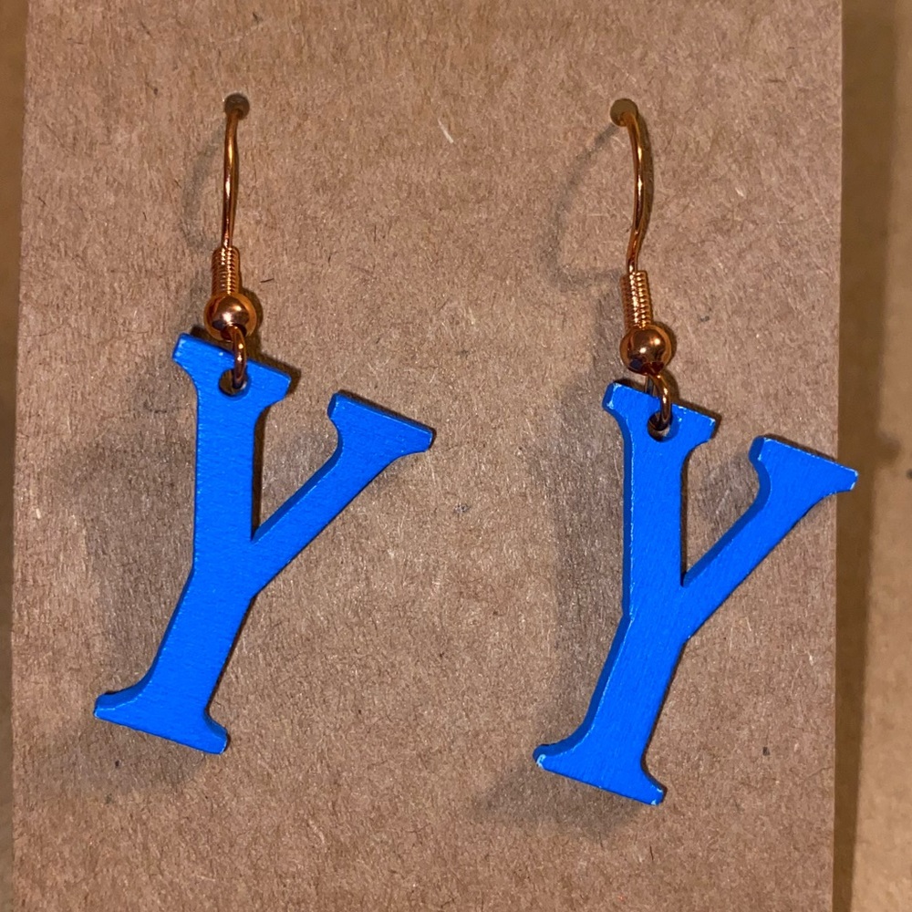 ☀️3/$9☀️ Letter “Y” Earrings with Sterling Silver Hooks. (Blue)